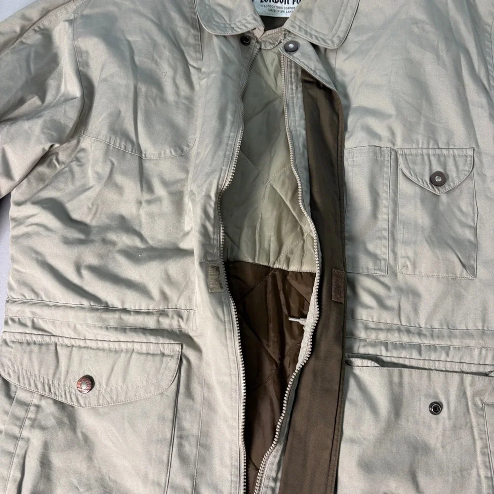Towne by London Fog Mens Tan Khaki Quilted Lined Field Jacket Coat Size L